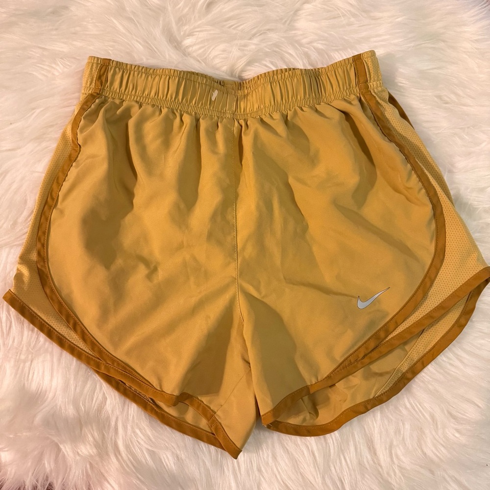 Nike dri-fit high waist mustard yellow workout gym shorts